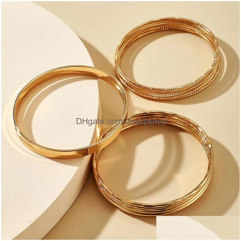 14pcssets punk gold color bracelets for women trendy alloy metal bangle bohemian jewelry accessories whole9877495