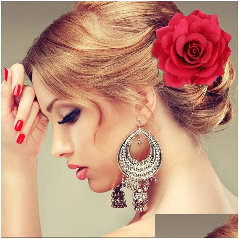 rose artificial flower brooch bridal wedding party hairpin women hair clips headwear party girls festival hair accessories