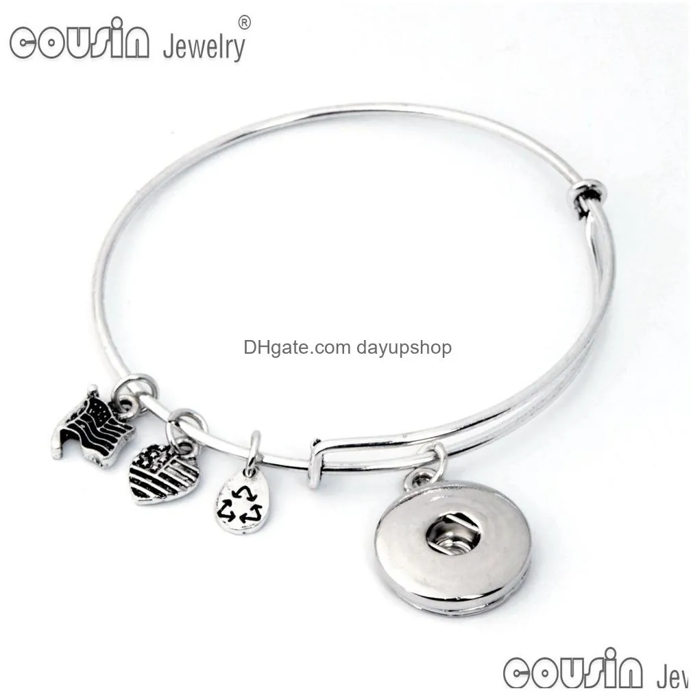 whole diy metal charms bracelet bangle 18mm ginger snap button bracelet jewelry fit interchangeable snap button1294211