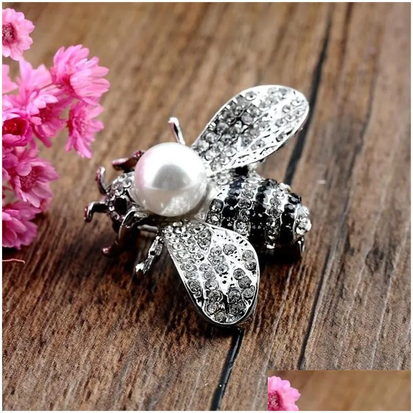 pins, brooches vintage crystal simulated pearl bees for women men insect brooch pin dress coat suit clothes accessories cute jewelry