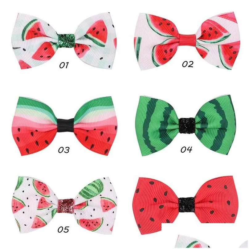 baby watermelon printed bow hair clips girls ribbon bowknot hairpins barrettes kids bangs headwear hair accessories