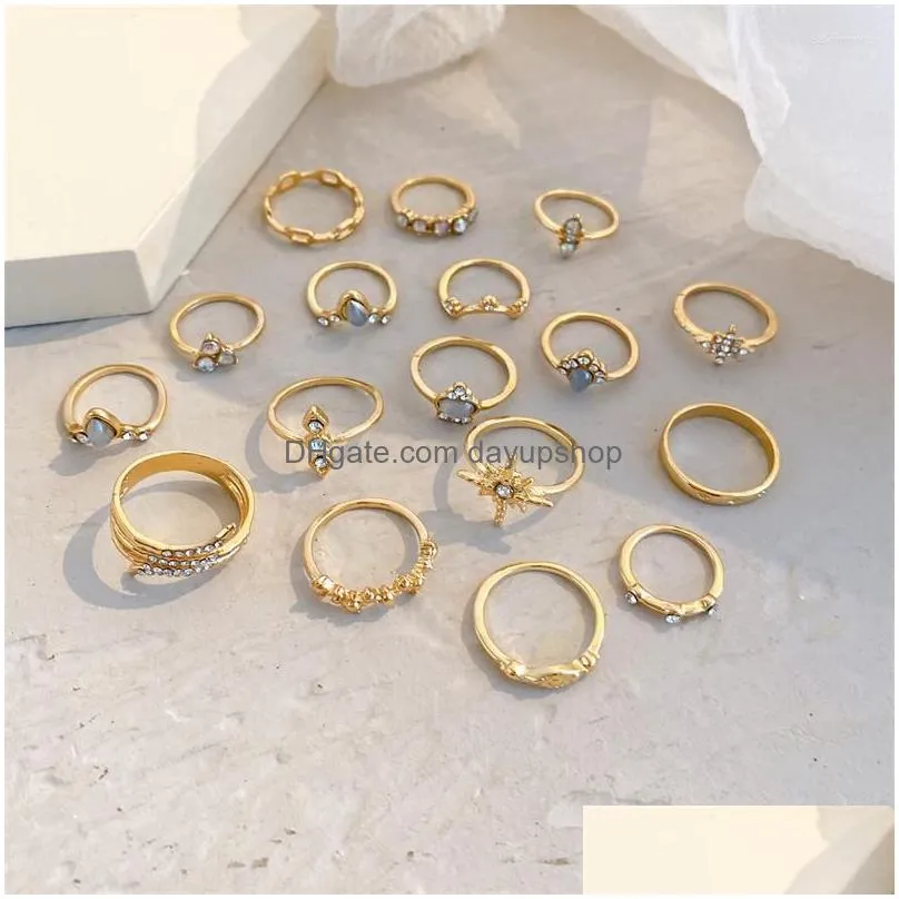 cluster rings 17km crystal gold color set metal snake for women hollow earring fashion girls trendy jewelry 2023