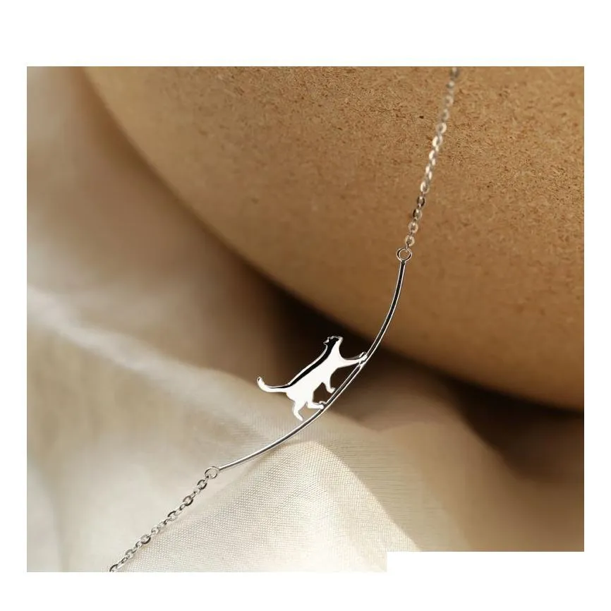 silver necklace fashion personality cat simple lovely animal clavicle chain boutique gift