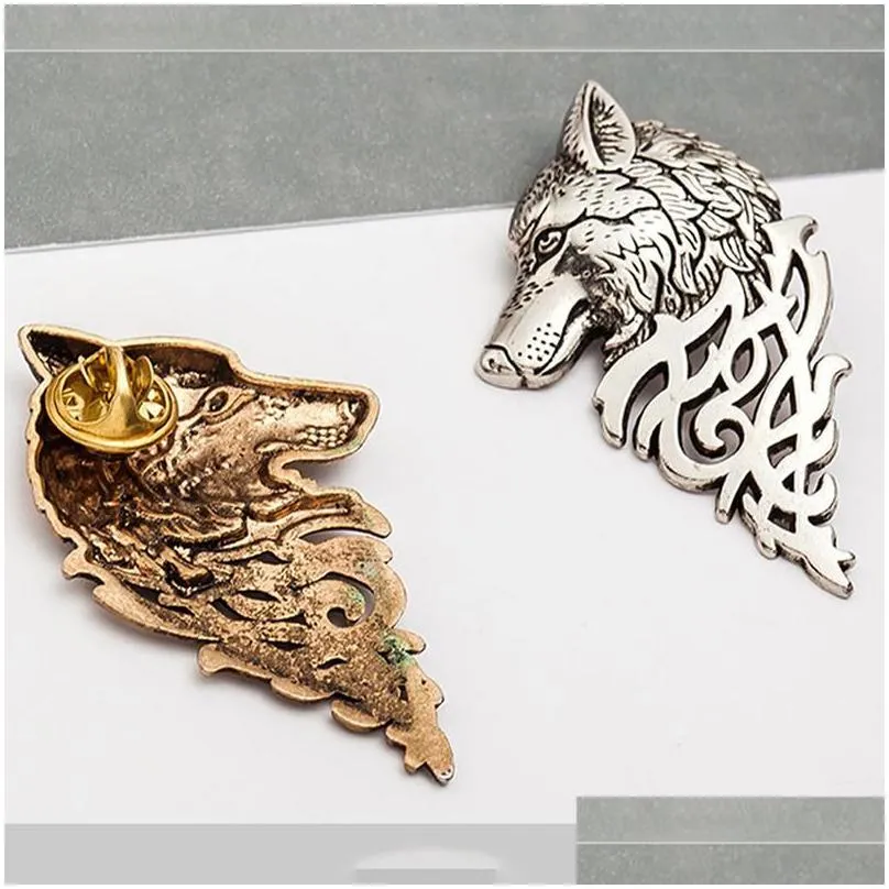 pins, brooches charming vintage men punk wolf badge brooch lapel pin shirt suit collar jewelry gift for summer wear nice