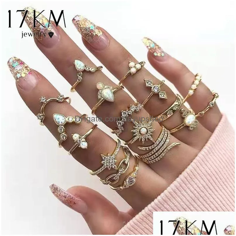 cluster rings 17km crystal gold color set metal snake for women hollow earring fashion girls trendy jewelry 2023