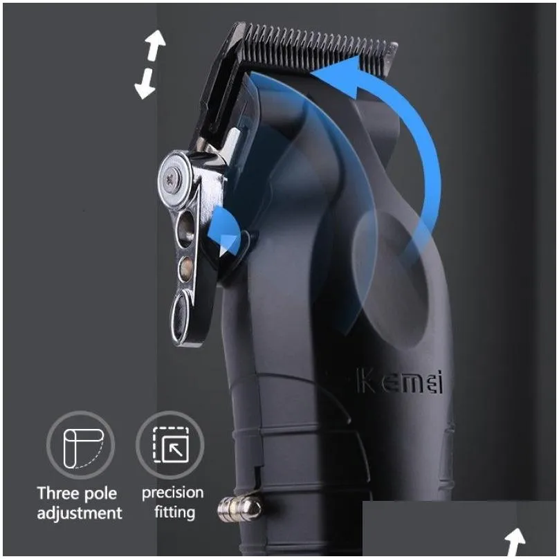 Electric Shavers Kemei 2296 Barber Cordless Hair Trimmer 0mm Zero Gapped Carving Clipper Detailer Professional Finish Cutting Machine