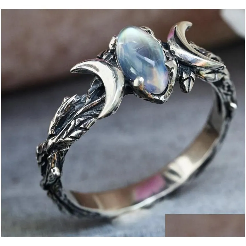 cluster rings vintage blue stone ring for men`s women turkish handmade party statement retro wedding band