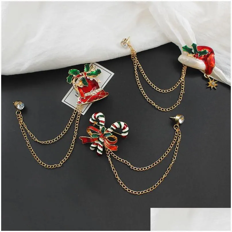 pins, brooches lovely christmas xmas brooch snowman stockings claus socks hat sock rhinestone chain for women year gift