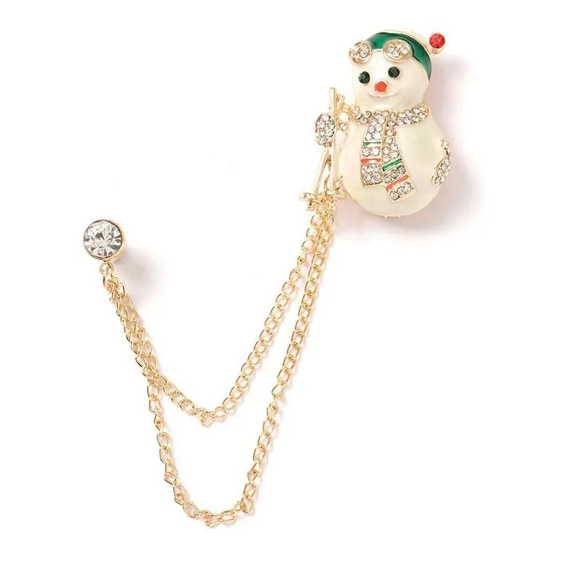 pins, brooches qihe jewelry merry christmas cute chain enamel pins bells candy snowman badges fashion pin gifts for friends wholesale