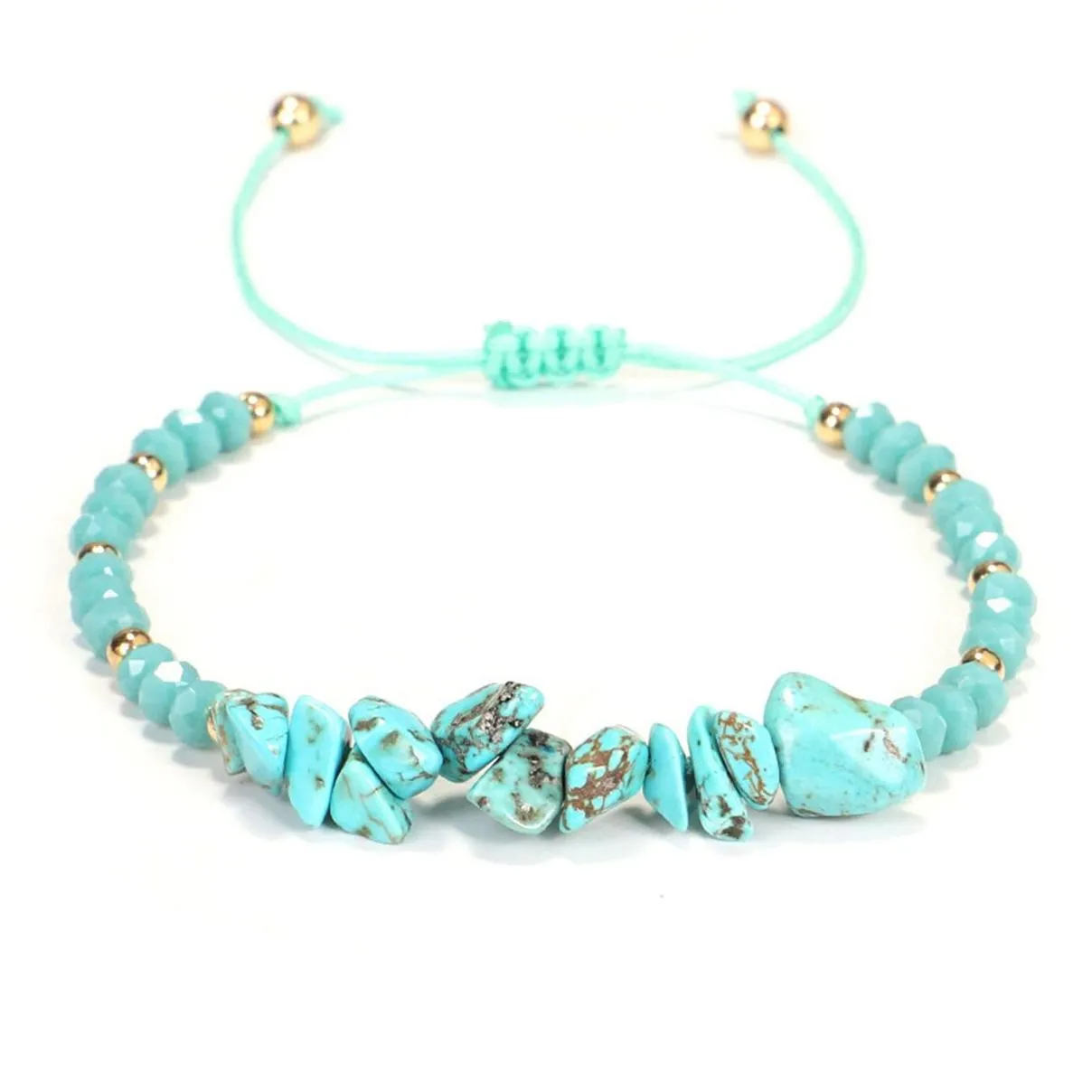 Fashion Jewelry Amethyst Rose Quartz Hand-woven Bracelet Color Irregular Broken Stone Bead Mixed Bracelet Adjustable