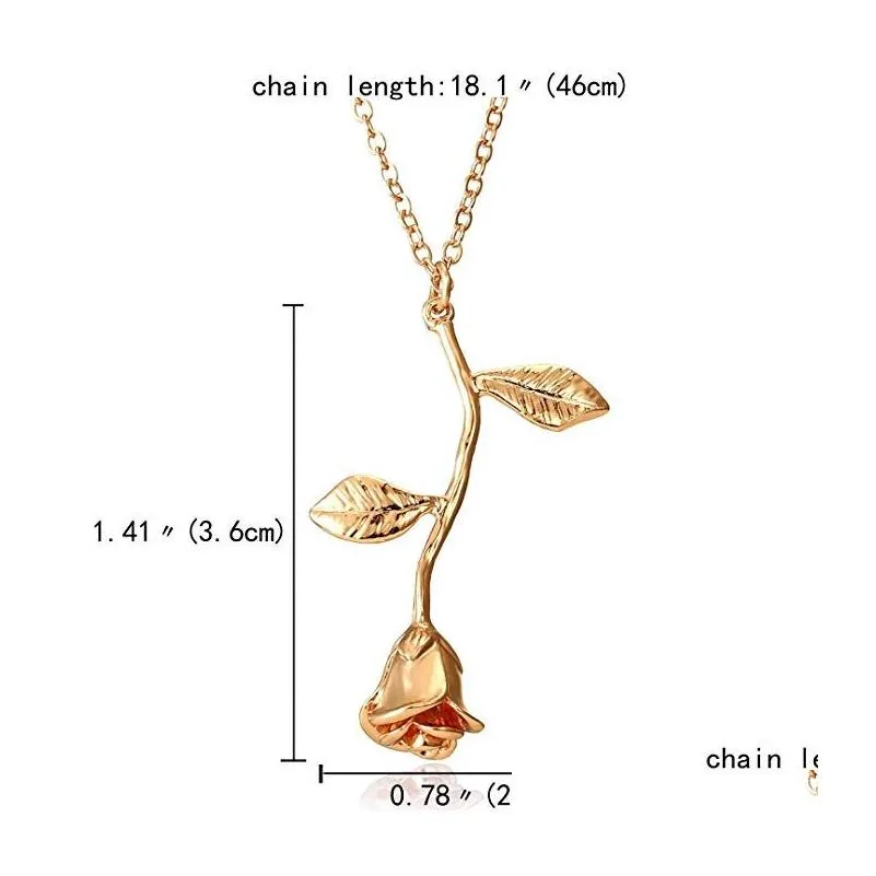 Women`s Necklace Handmade 14K Gold Vivid 3D Rose Pendant Gold Exquisite Chain Jewelry Three Colors Gift Box Packaging