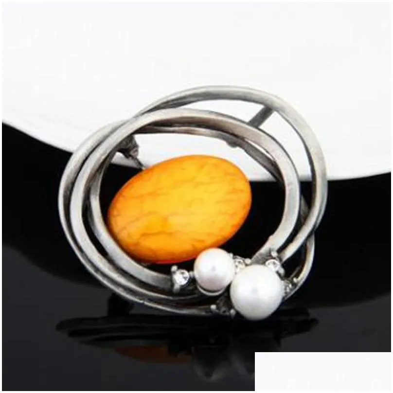 pins, brooches antique metal simulated pearl for women party fashion brooch pins vintage scarves buckle jewelry gift broche xz384