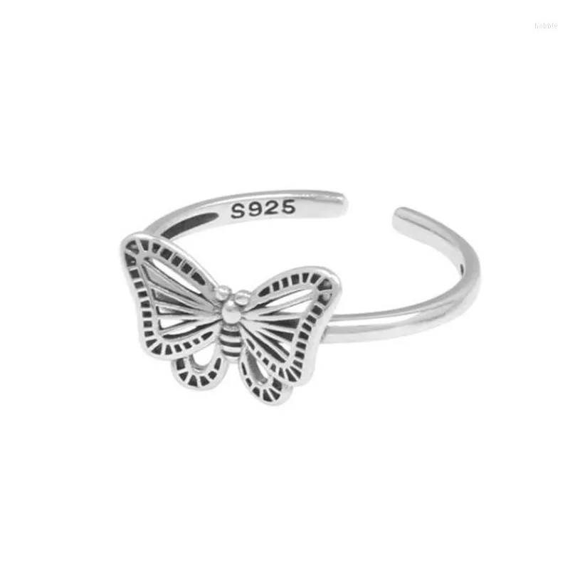 wedding rings 2023 korean adjustable silver color butterfly for women girls animal open metal ring cocktail party jewellery gifts