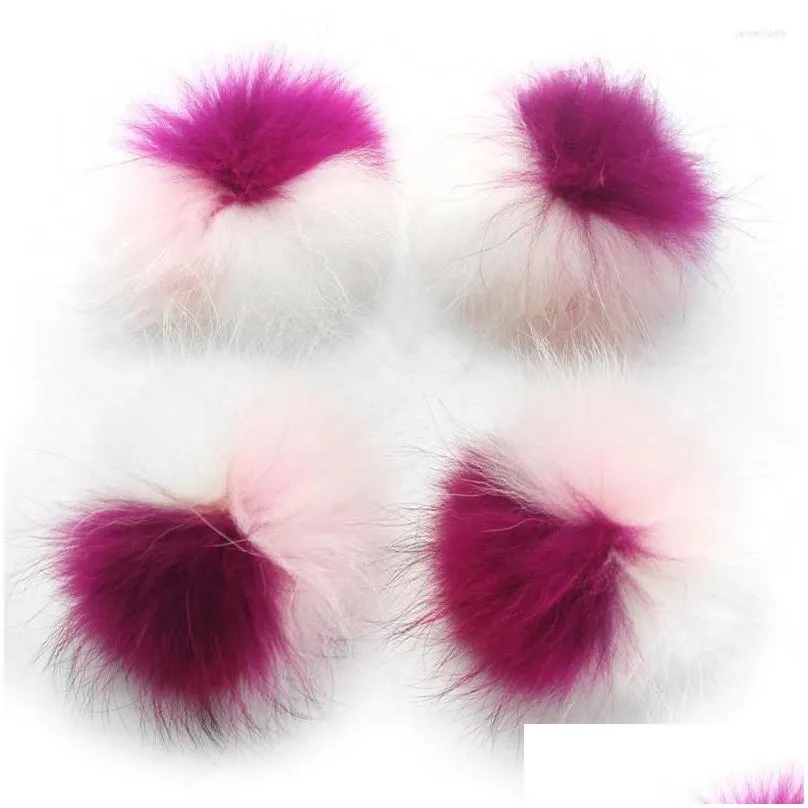 berets 15-16cm real fur raccon pompoms pompon for winter knitted beanie hat caps genuine pom scarves keychains wholesale