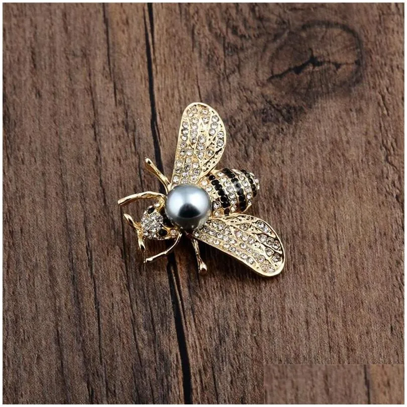 pins, brooches vintage crystal simulated pearl bees for women men insect brooch pin dress coat suit clothes accessories cute jewelry