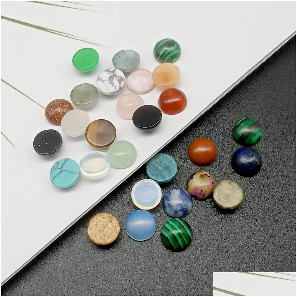 4/6/8/1012/14MM Gemstone Cabochons Natural Synthetic Stone Beads Red Turquoise Cabochons for Earring Necklace Bracelet