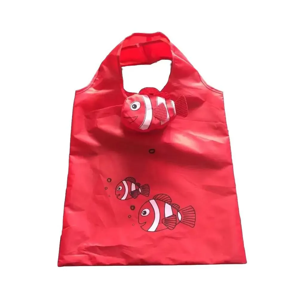 cute cartoon fish shopping bag travel reusable foldable handbag grocery tote storage home storage bags