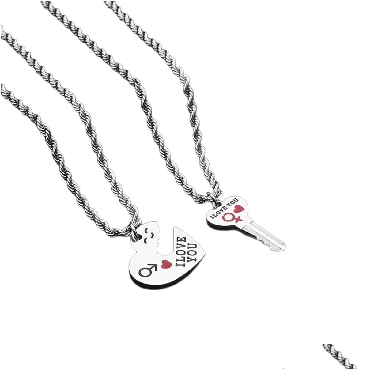 Hot Fashion Love Key Pendant Necklace Creative Couple Necklace Jewelry For Girlfriend Boyfriends