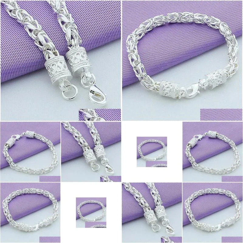 silver lobster clasp bracelet for woman man fashion wedding engagement jewelry