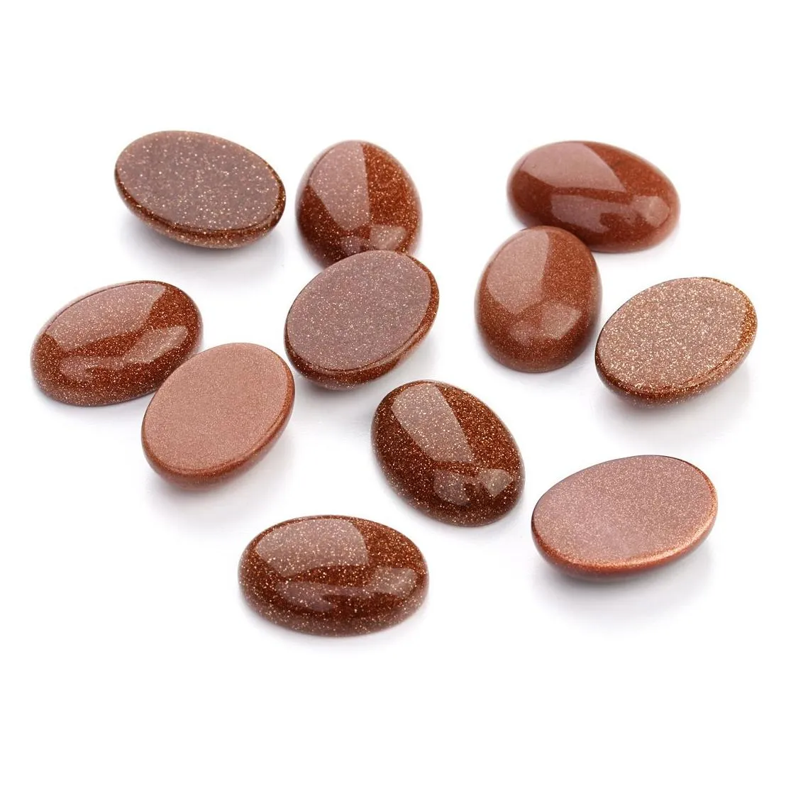 Natural Red Goldstone Oval Flat Back Gemstone Cabochons Healing Chakra Crystal Stone Bead Cab Covers No Hole for Jewelry Craft Making