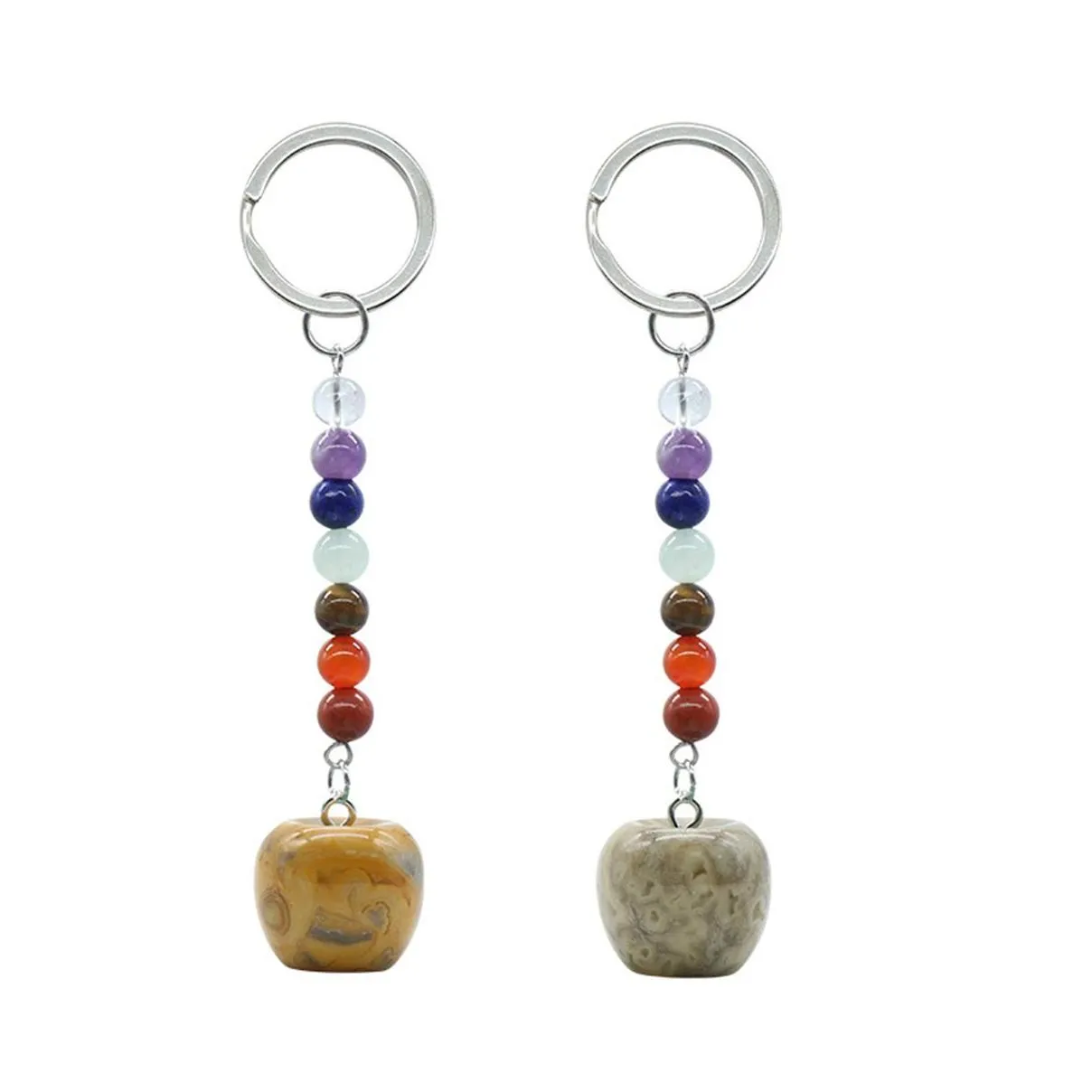 Wholesale Natural Chakra Bead  Pendant Keychain Healing Rose Crystals Gem Hanging Ornament Bag Decoration