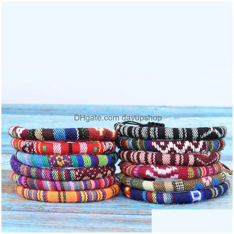 26 colors colorful bohemia fabric charm bracelets handmade line bracelet lucky friendship hand strap mixed whole1359476