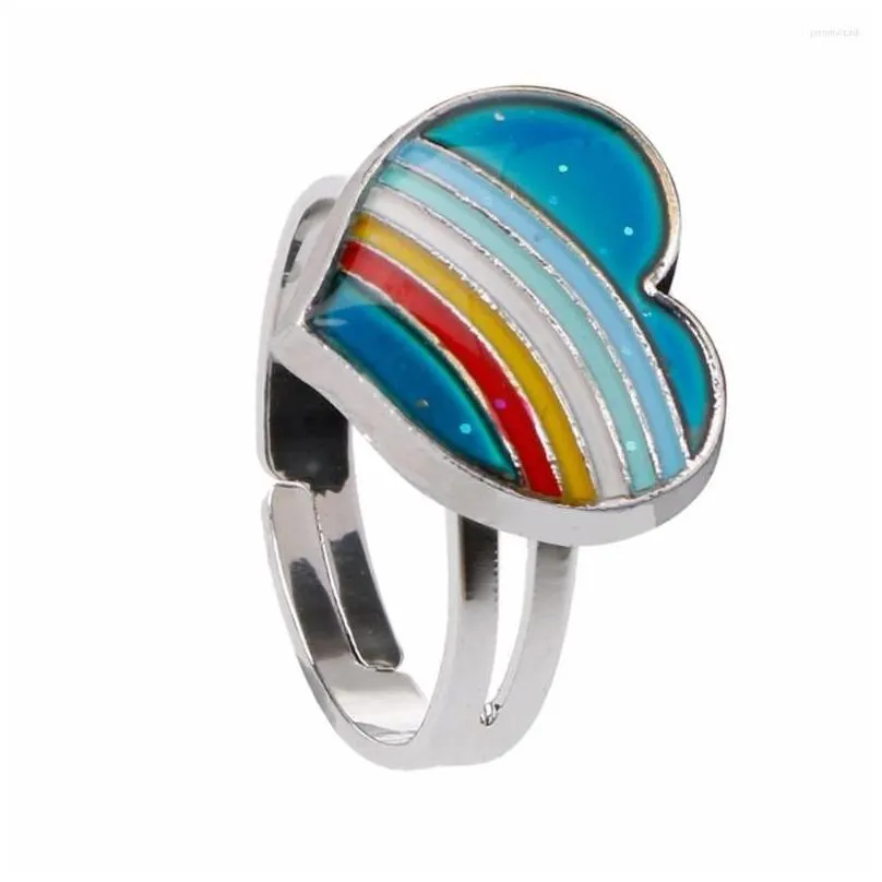 cluster rings for creative temperature change multi color ring men`s hip hop rock festival party jewelry presents teenagers