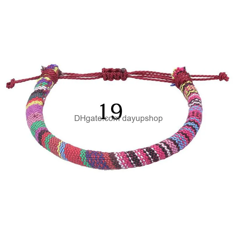 26 colors colorful bohemia fabric charm bracelets handmade line bracelet lucky friendship hand strap mixed whole1359476