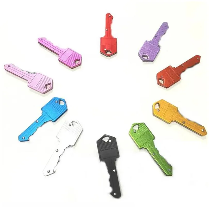 Mini Stainless Folding Knife Keychains Pocket Knives Outdoor Camping Hunting Tactical Combat Knifes Survival Tool 10 Colors