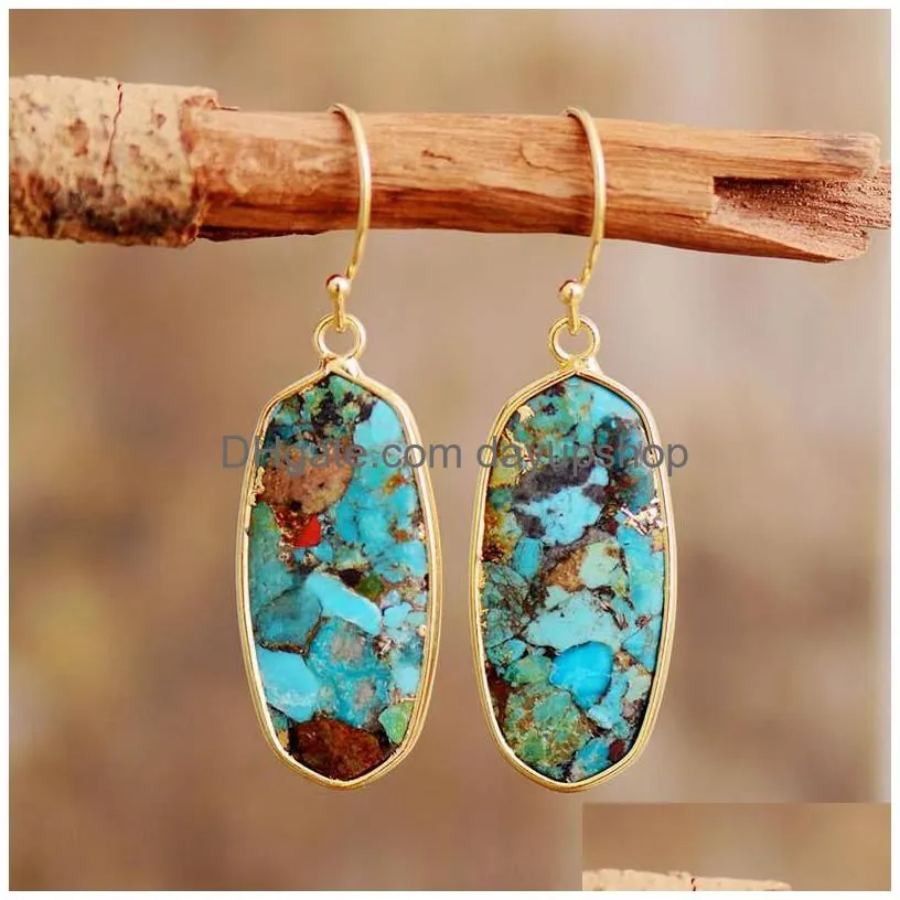 dangle & chandelier modern natural stone earrings for women fashion turquoises earring geometric elegant ol classic jewelry femme