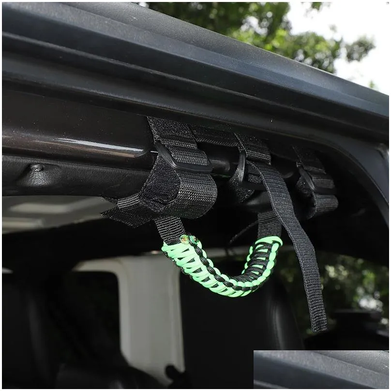 Top Handle Roll Bar Grab Handles Grip Handle For Jeep Wrangler JL JK TJ 1997 UP(Black Green)