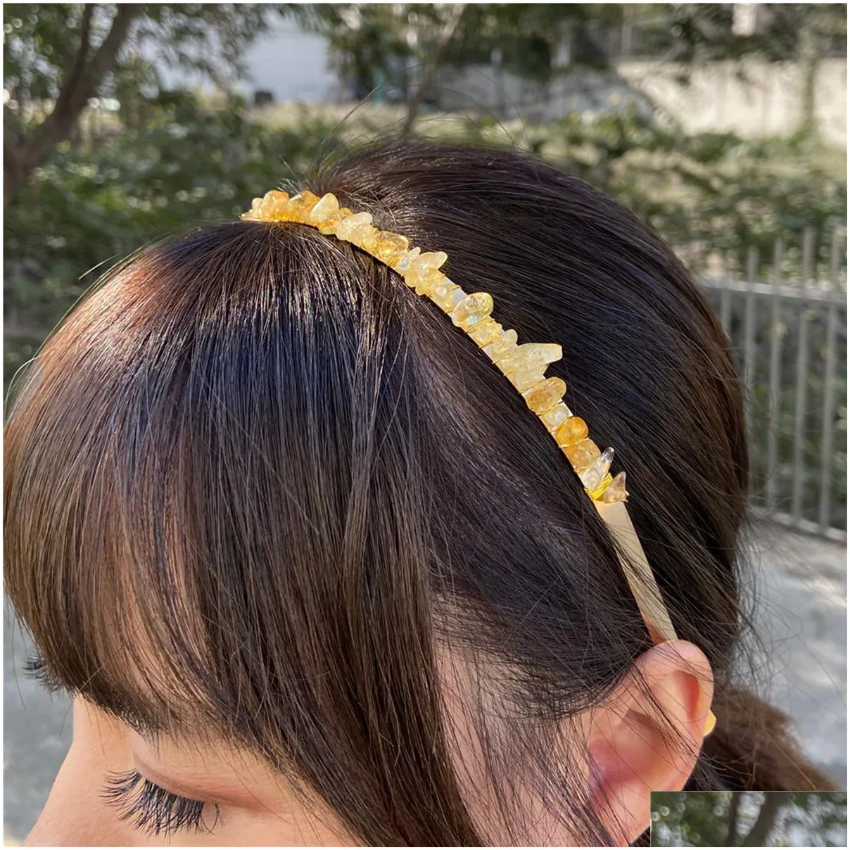 Natural Irregular Crystal Amethyst Hair Christmas Headband Alloy Handmade Hairpin Accessories