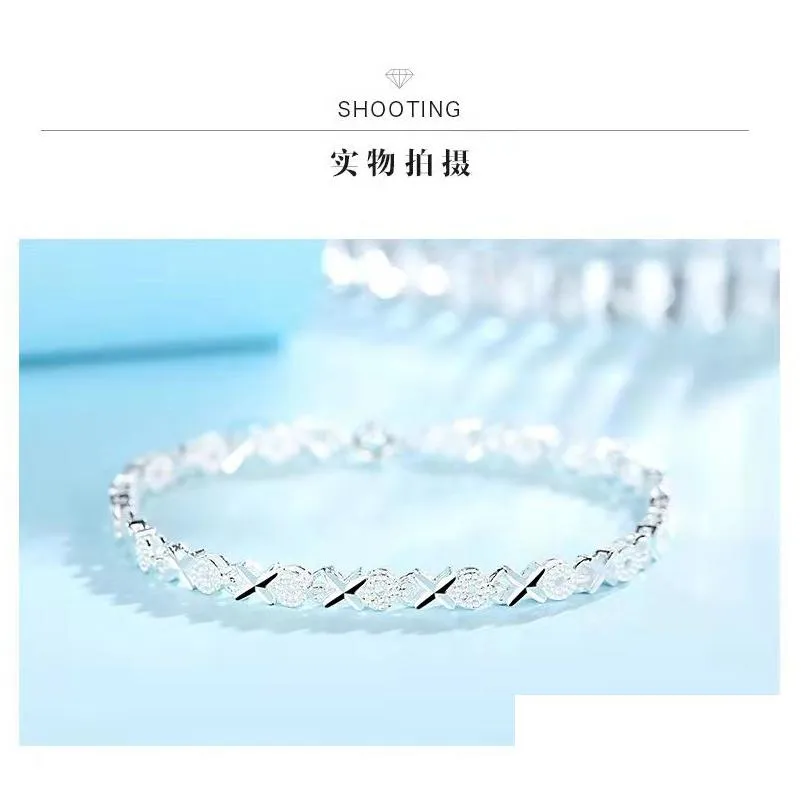 silver x bracelets zircon cross charm bracelet for women paired accessories jewelry bangles