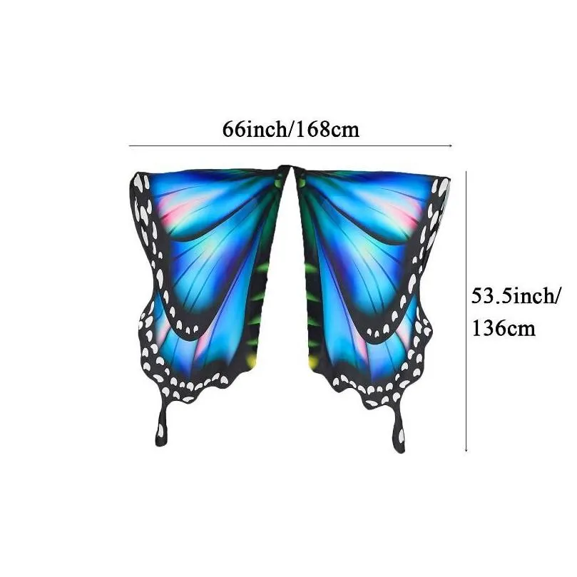 Scarves Halloween Accessory Costume Cosplay Fairy Women Cloak Butterfly Wings Shawl Scarf Ladies Cape Kimd22