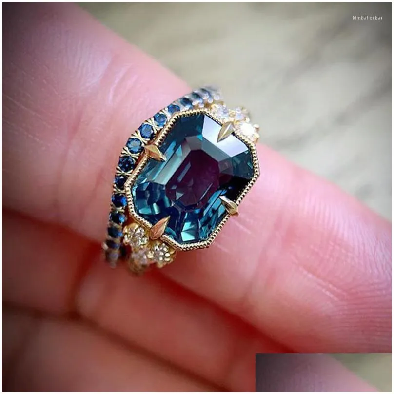 wedding rings classic blue zircon fashion ring for women engagement bands jewelry anniversary party gift