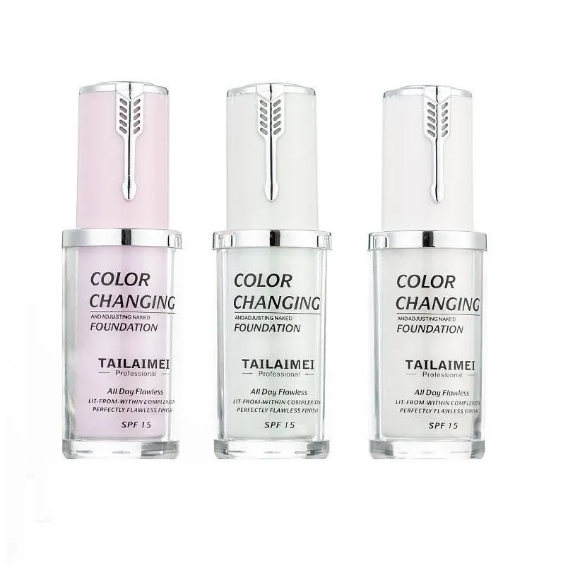 TLM Temperature Change Color Liquid Foundation 3Colors Hydrating Makeup Change To Your Skin Tone Coverage Base Cosmetics Primer