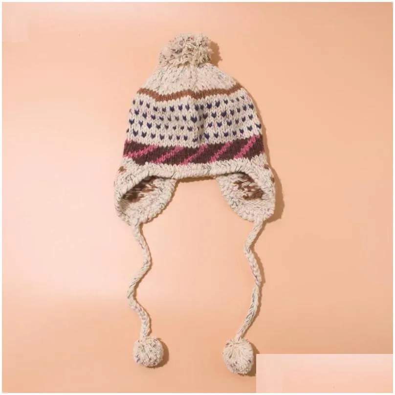 beanies beanie/skull caps beige color winter hat for women`s warm kitted cap brand thick female ears skullies1 wend22