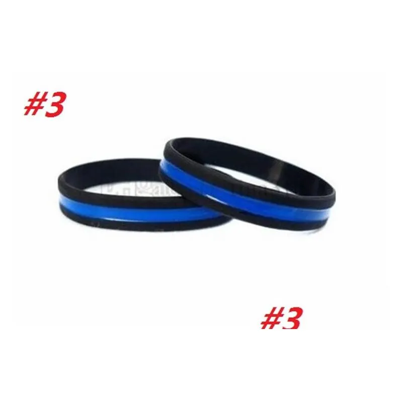 Party Favor 13 styles 500pc/Lot Thin Blue Line American Flag Bracelets Silicone Wristband Soft And Flexible Great For Normal Day Party gifts