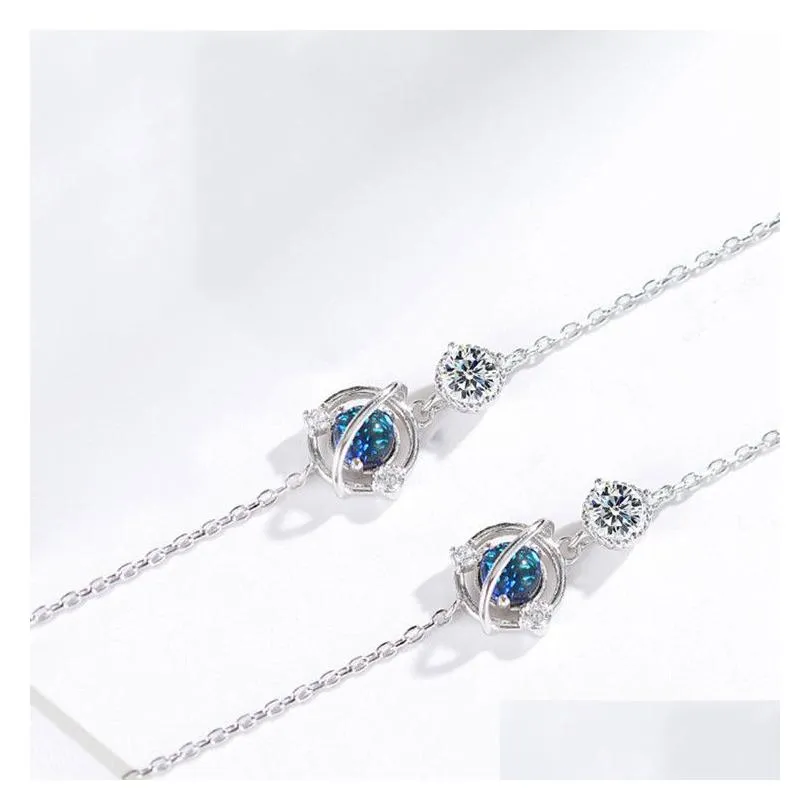 silver crystal planet charm bracelet &bangle for women wedding jewelry party pulseras mujer