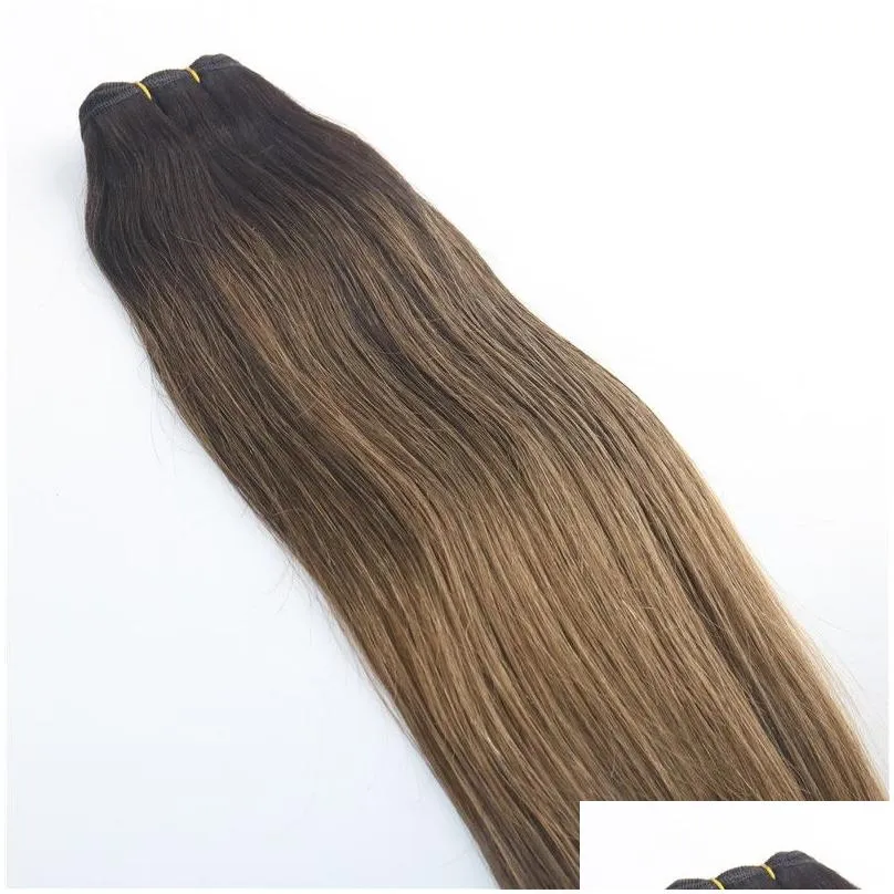 Balayage Ombre Dye #2#8 Brown High Quality Hot Selling Brazilian Virgin Hair Straight Human Hair Weave Extensions Bundles 100g
