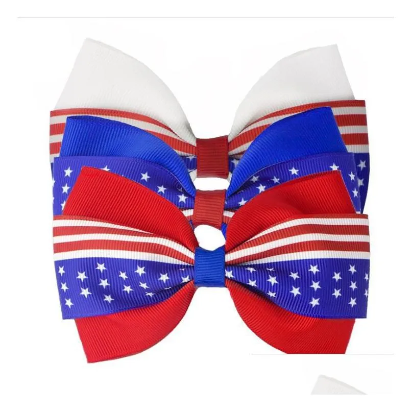 4 inch hair accessories 4th of july flag hair bows for girls with clips red royal white hairbows grosgrain ribbon stars stripe