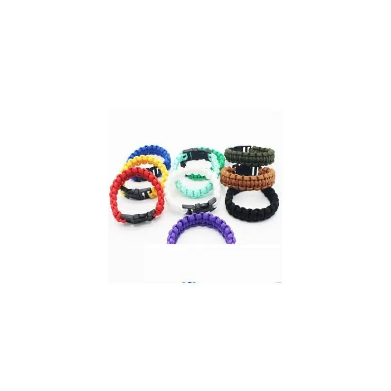 Fashion mix Colors Cord Rope Paracord Buckle Bracelets Military Bangles Sport Outdoor Survival Gadgets for Travel Camping Hiking