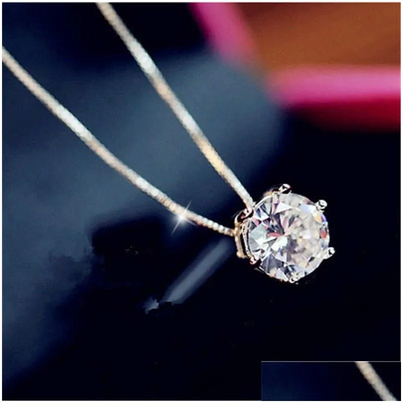Korean Women Fashion 925 Sterling Silver Jewelry Inlaid Diamond Short Necklace Clavicle Chain