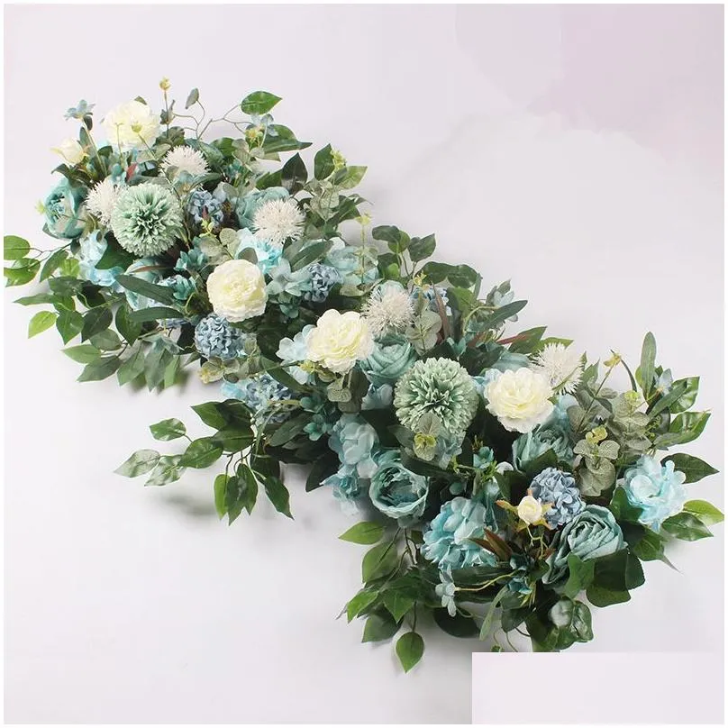 decorative flowers 100cm diy wedding flower wall arrangement supplies silk peonies rose artificial row decor iron arch backdrop