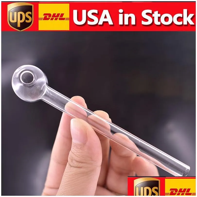 100pcs/box glass oil burner pipe spoon pyrex oil burner glass pipes hand smoking pipes for smoking accessories tobacco tool stock in usa fast