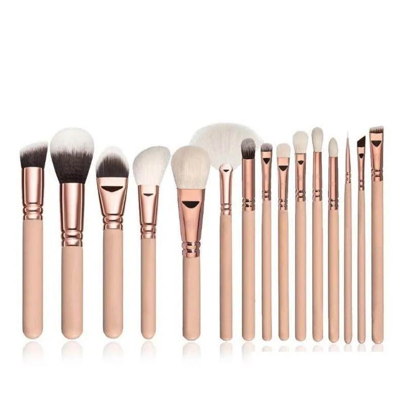 brand high quality makeup brush 15pcs/set brush with pu bag professional brush for powder foundation blush eyeshadow