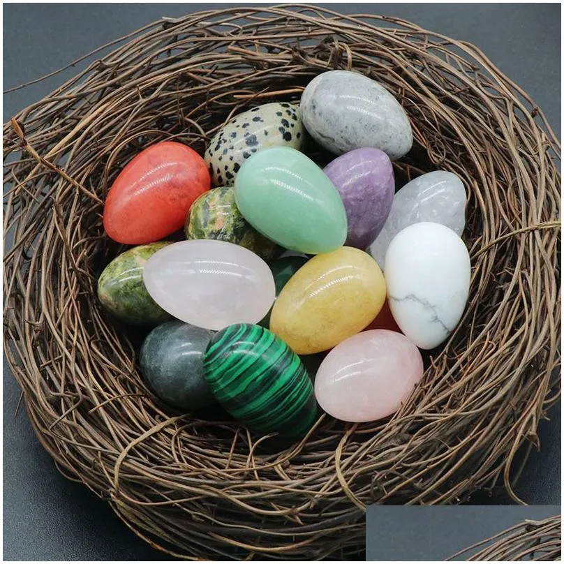 20mm Egg Shaped Natural Crystal Agate Stone Healing Mini Egg Bird Egg DIY Handmade Jewelry