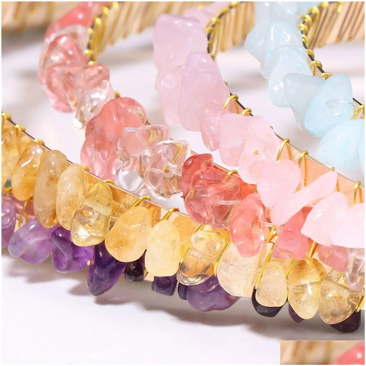 Natural Irregular Crystal Amethyst Hair Christmas Headband Alloy Handmade Hairpin Accessories