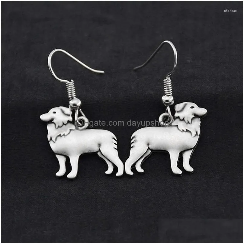 dangle earrings vintage boho border collie drop earring bohemian dog charms for women brincos long earings fashion jewelry pendientes