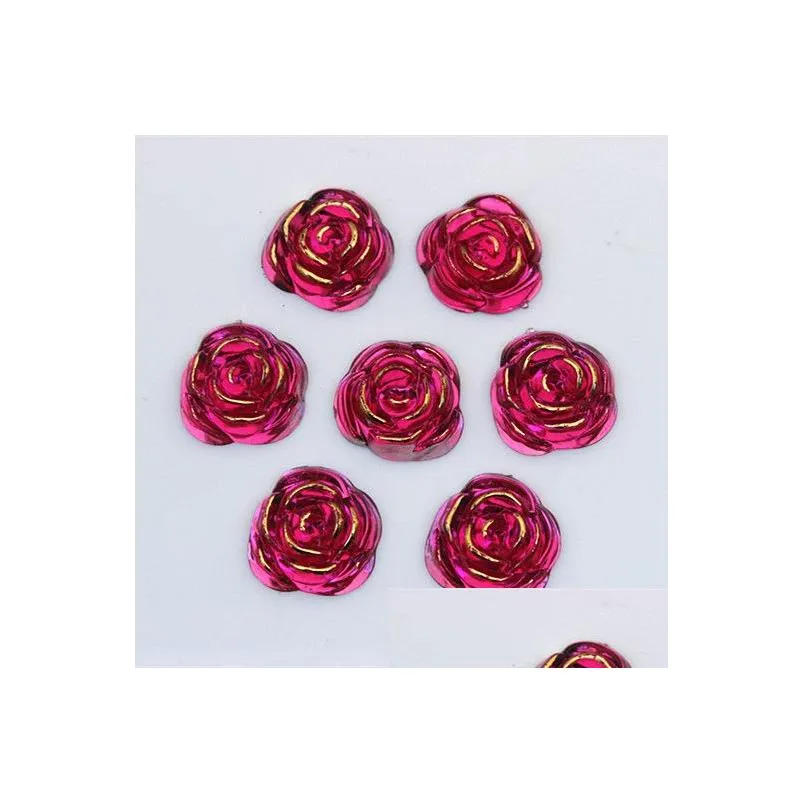 100pcs 20mm rose flower shape acrylic rhinestones crystal flatback beads jewelry crafts decoration diy zz217